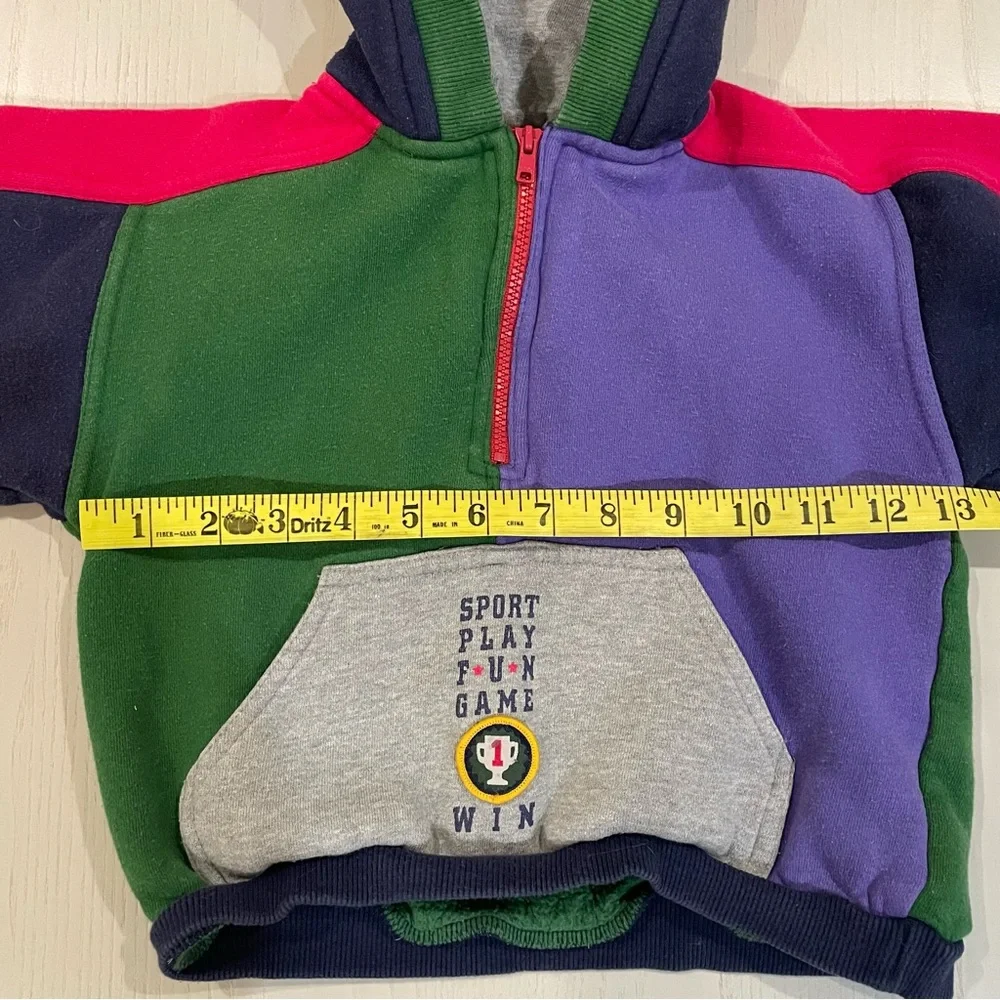 Vintage Gymboree 90s Colorblock Sporty 1/4 Zip Hoodie - Small 18M 2T